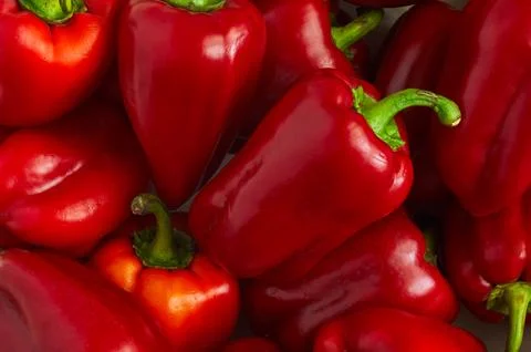 Red Bell Peppers Background Texture Close-Up Pattern Stock Photos
