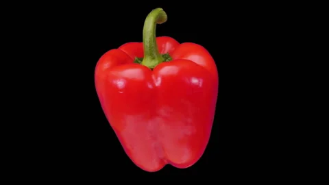 Red bellpepper spin in seamless loop - isolated, with alpha channel Stock Footage 139135209