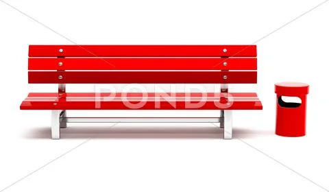 Red bench and bin Stock Illustration