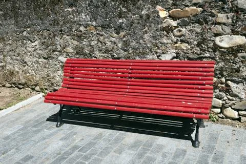 Red bench oblique Stock Photos