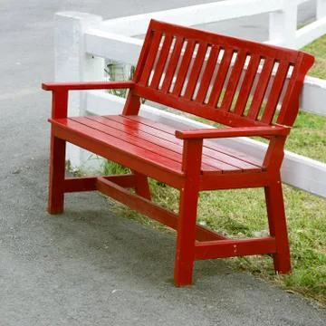 Red bench Foto stock