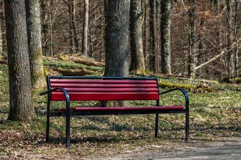 A red bench Stock Photos