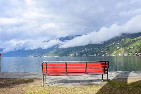 Red bench Foto stock