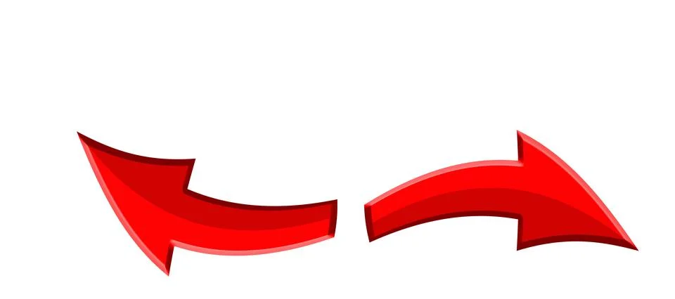 Red bend 3D Arrows to the left and right. Which way to go. Twist and turns .. Stock Illustration