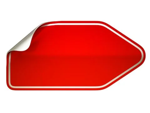 Red bent sticker or label over white Stock Illustration
