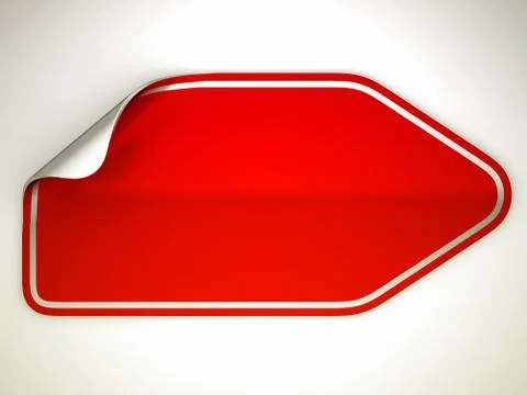 Red bent sticker or label over grey Stock Illustration