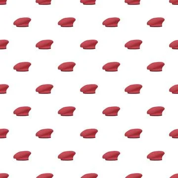 Red berets creating seamless pattern on white background Stock Illustration