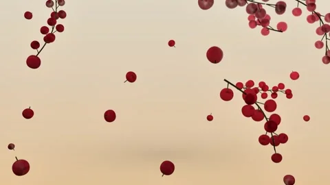 Red berries on beige gradient background. 3d rendering Stock Footage 341319445