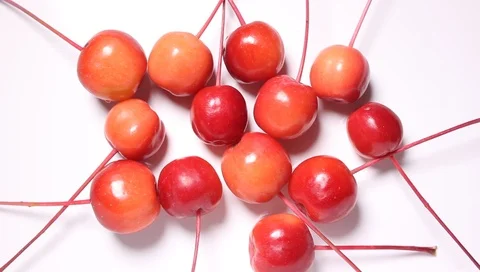 Red berries closeup on white table Stockbeeldmateriaal 97186395
