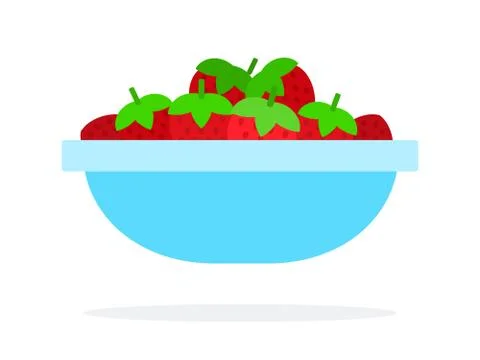 Red Berries in a plate flat isolated Stock Illustration