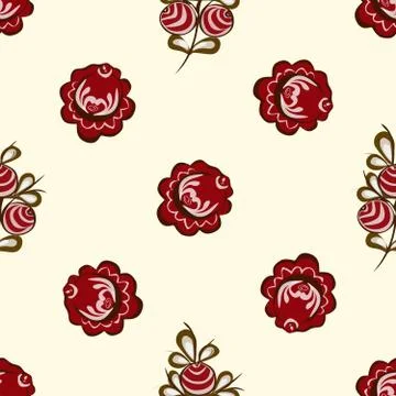 Red berries seamless pattern background Illustrazione stock