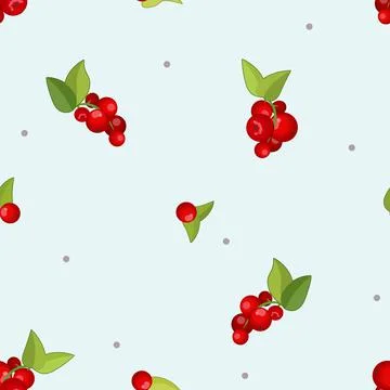 Red berries seamless pattern Stock Illustration