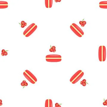 Red berry macaroon pattern seamless vector イラスト素材