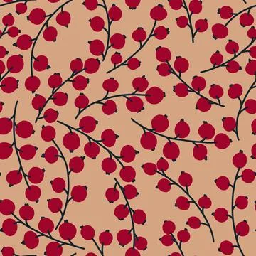 Red berry simple seamless pattern. Current simple print for textile or wrapping Stock Illustration