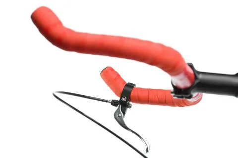 Red bicycle handlebar Stock Photos