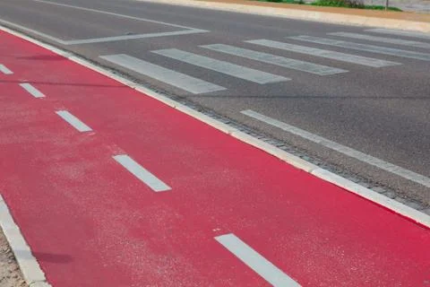 Red bicycle path Stock Photos