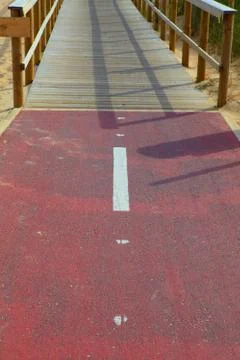 Red bicycle path Stock Photos