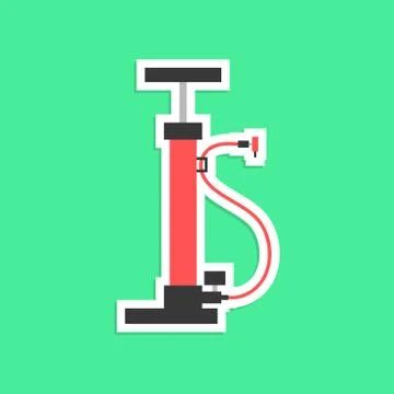 Red bicycle pump sticker with shadow Stock Illustration