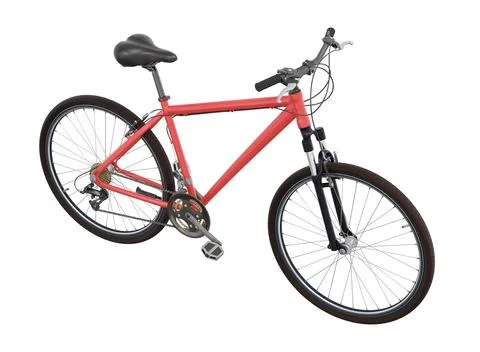 Red bicycle, side top view isolated on white background, 3D illustration Stock Illustration