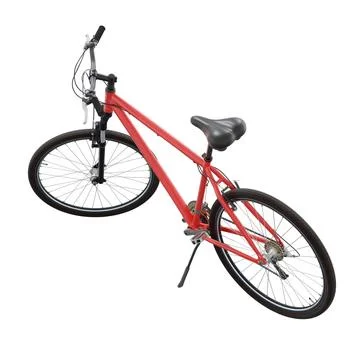 Red bicycle standing on kickstand Stock Illustration
