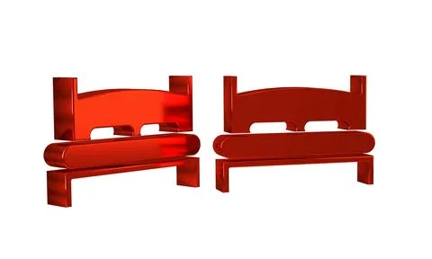 Red Big bed for two or one person icon isolated on transparent background. Illustrazione stock