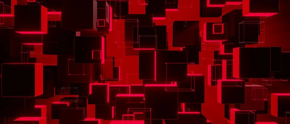 Red Big Data Network Visualization Concept Banner Background Wallpaper 3D Ill Stockfoto's