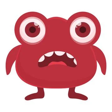 Red big eye alien icon cartoon vector. Face design art Stock Illustration