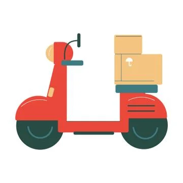 Red bike for delivering orders in boxes to clients homes Stock Illustration