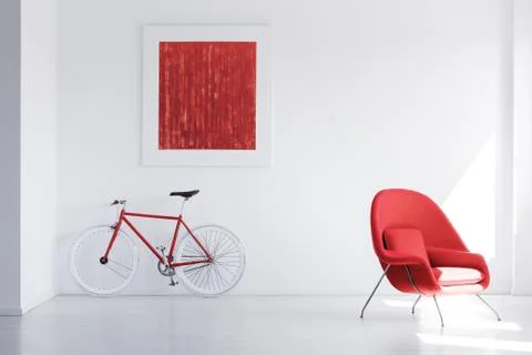 Red bike in empty space Stock Photos