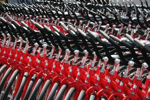 Red Bikes 스톡 사진