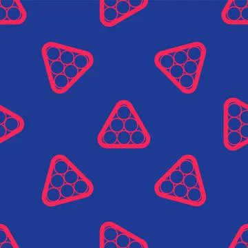 Red Billiard balls in a rack triangle icon isolated seamless pattern on blue Stock Illustration