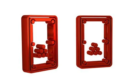 Red Billiard table icon isolated on transparent background. Pool table. イラスト素材