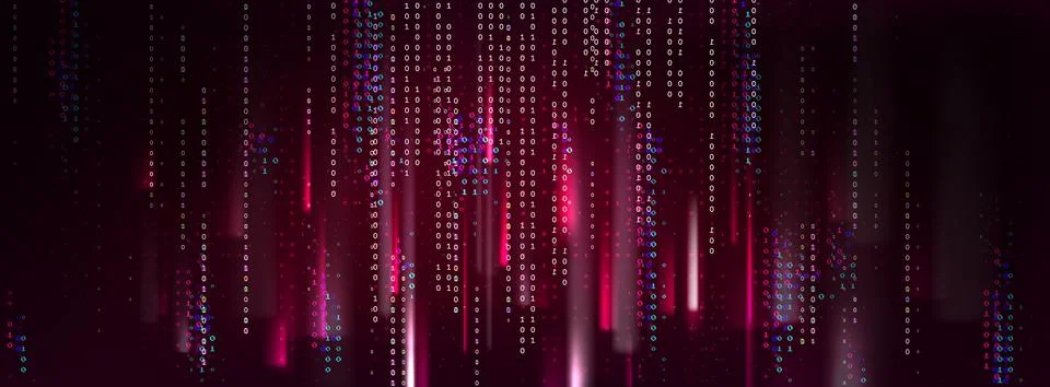 Red binary code background with cyber breach data Stock Illustration