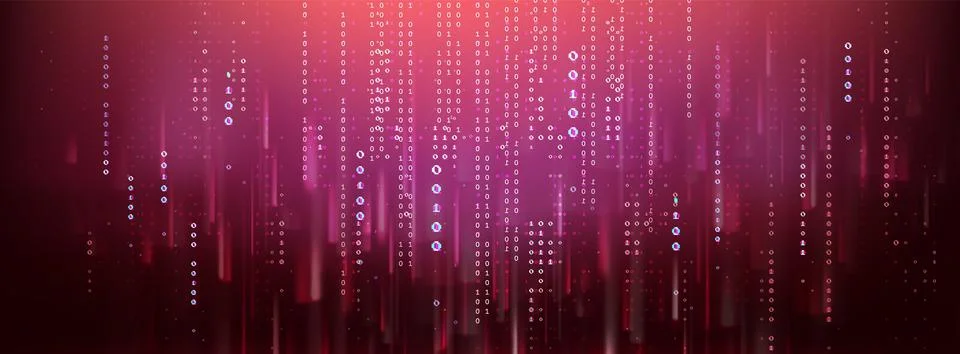Red binary code background with cyber breach data Stock Illustration