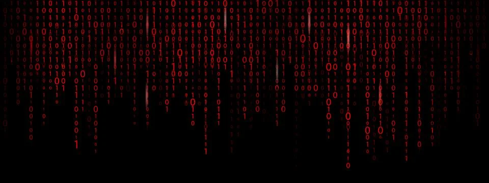 Red binary code background. Matrix style bg. Futuristic cyber concept. Stockillustratie