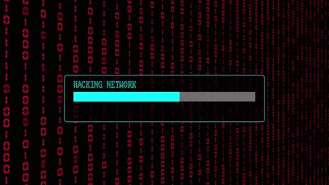 Red Binary Code Hacking Network Access Abstract Background Concept Stock Footage 231332409