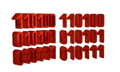 Red Binary code icon isolated on transparent background. 스톡 일러스트