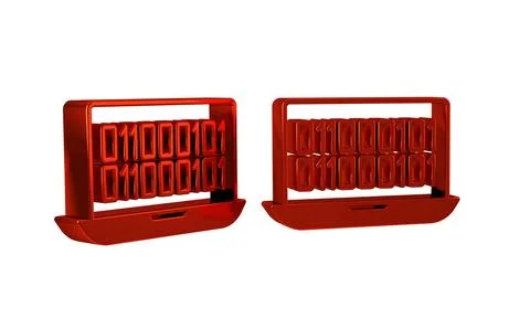 Red Binary code icon isolated on transparent background. Stock Illustration