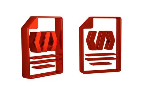 Red Binary code icon isolated on transparent background. Stock Illustration