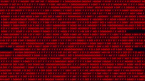 Red Binary Code Matrix Background With Falling Digital Numbers Stock-Footage 343445500
