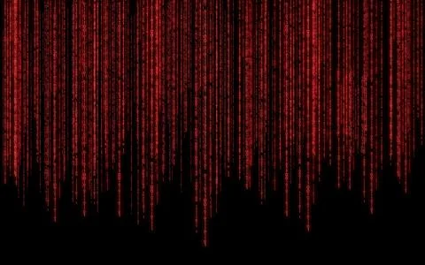 Red binary code - matrix style background Stock Illustration