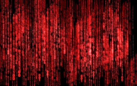 Red binary code - matrix style background Stock Illustration