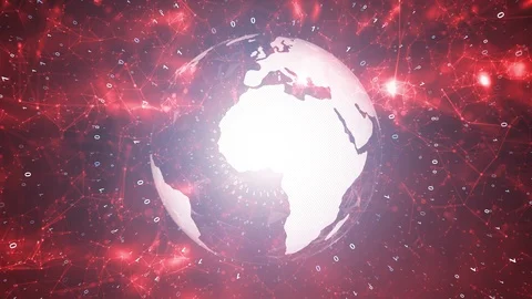 Red binary data with earth planet rotation Видео 129520096