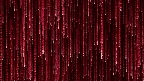 Red Binary Matrix Code Falling Digital Rain Background Stock Footage 346032995