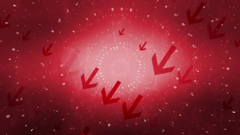 Red binary numbers and down pointed arrows animation Stock Footage 333216592