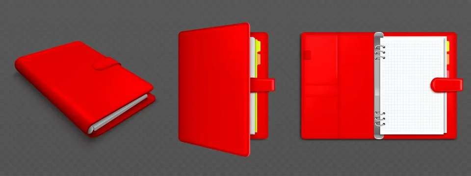 Red binder folder with organizer set Stock Illustration