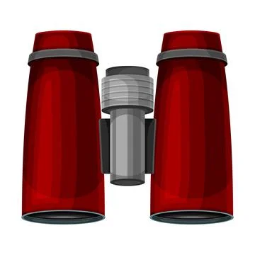 Red binoculars, optical instrument for viewing distant objects vector Stock Illustration