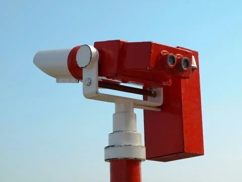 Red binoculars Foto stock