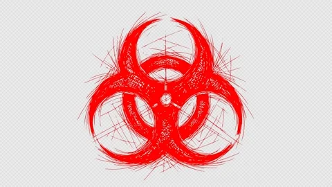 Red biohazard line boil effect animation Stock Footage 338018816