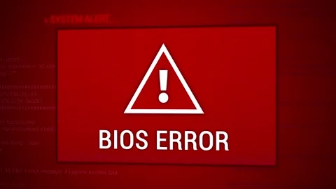 Red BIOS Error Warning On Computer Screen - Critical System Issue During Stock Footage 305846994